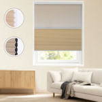100% Blackout Cordless Remote Control Lithium Battery Powered No Drill Motorized Cellular Shades Honeycomb Blinds for Window