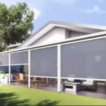 Motorized 0%1%3%5% Openness Outdoor Shades Curtain with Remote Control Shade Waterproof Windproof Outdoor Roller Blinds